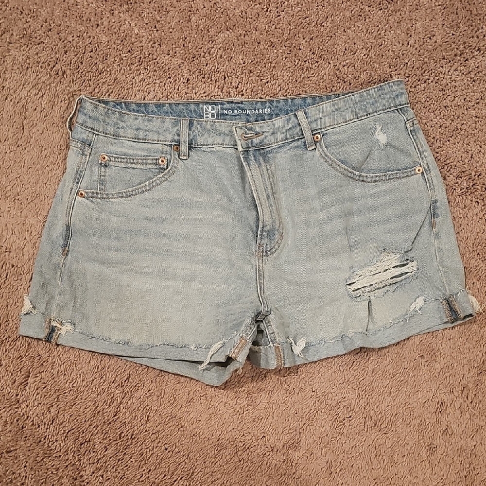 No Boundaries Blue Jean Shorts with Cuffed Hems